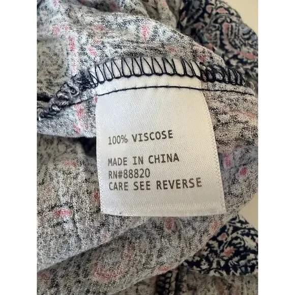 3 for $9 Cyntiha Rowley Blue Floral Boho V Neck Top Ruffle 2X - Picture 4 of 5